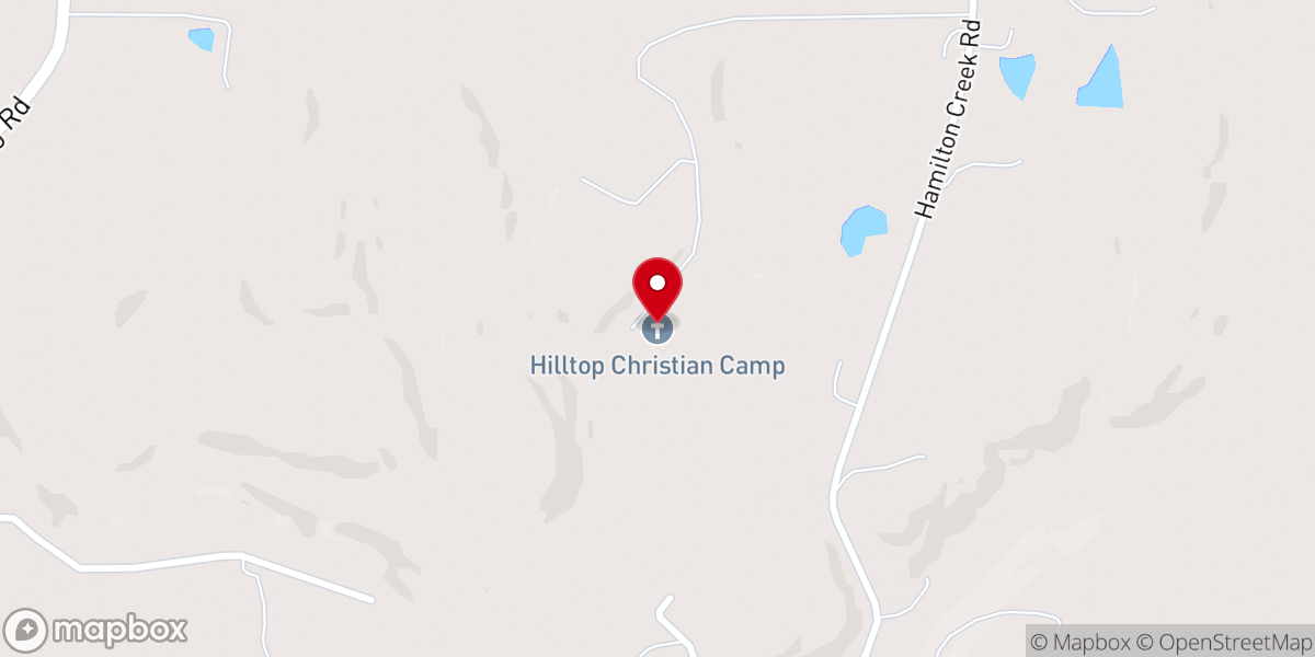 Map showing location of Hilltop Christian Camp