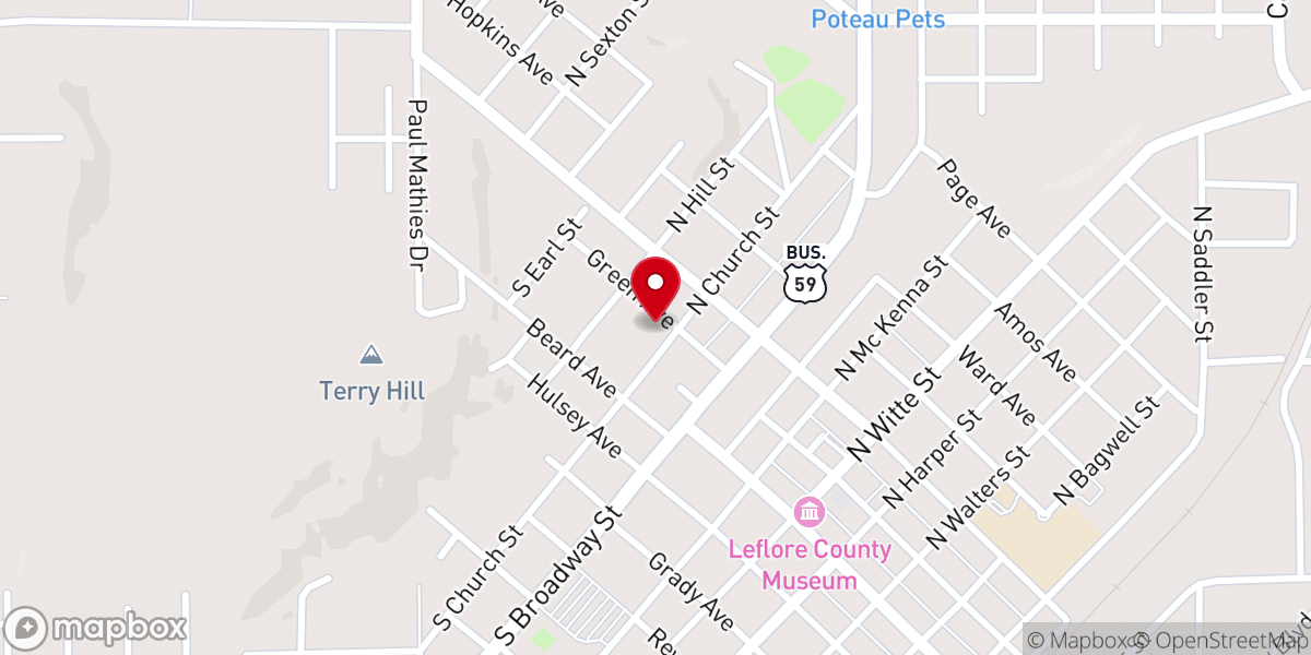 Map showing location of Service Oklahoma Poteau