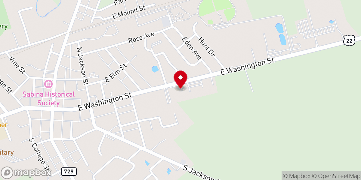 Map showing location of Sabina Church of Christ in Christian Union