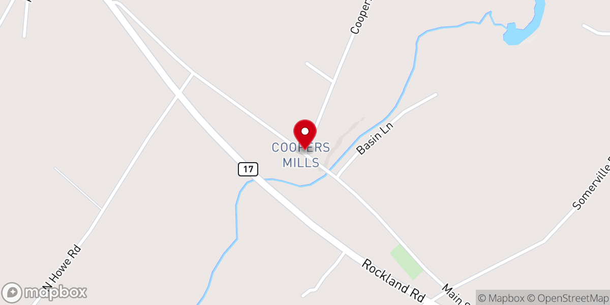 Map showing location of Coopers Mills