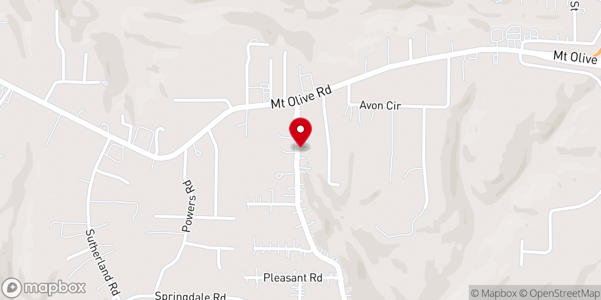 Map showing location of Mount Olive Church
