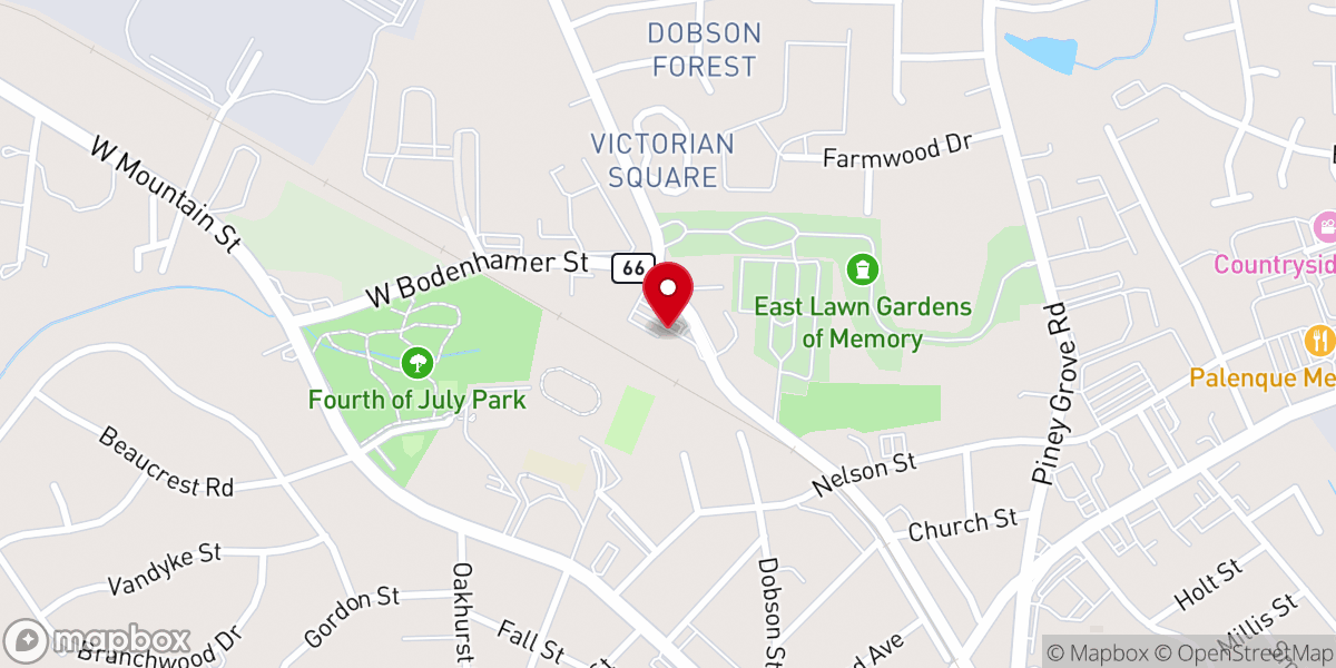 Map showing location of Reynolda Church