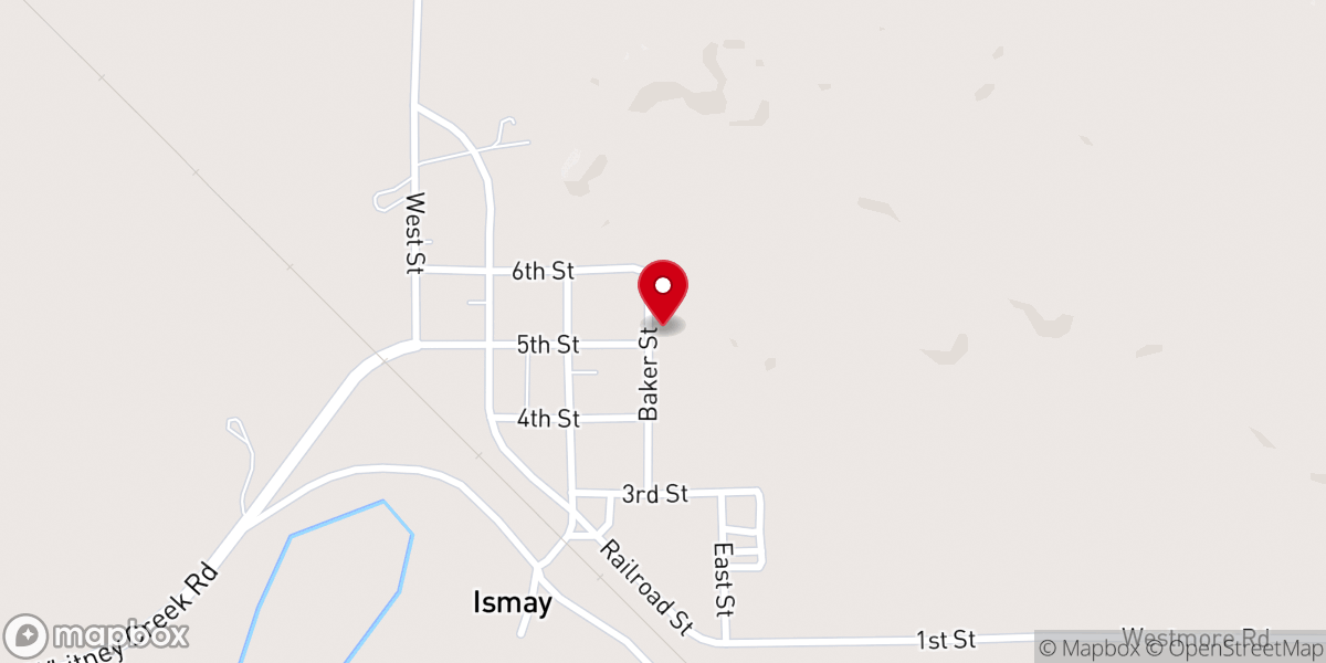 Map showing location of Ismay Community Church
