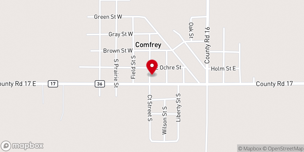 Map showing location of Comfrey Lutheran Parish