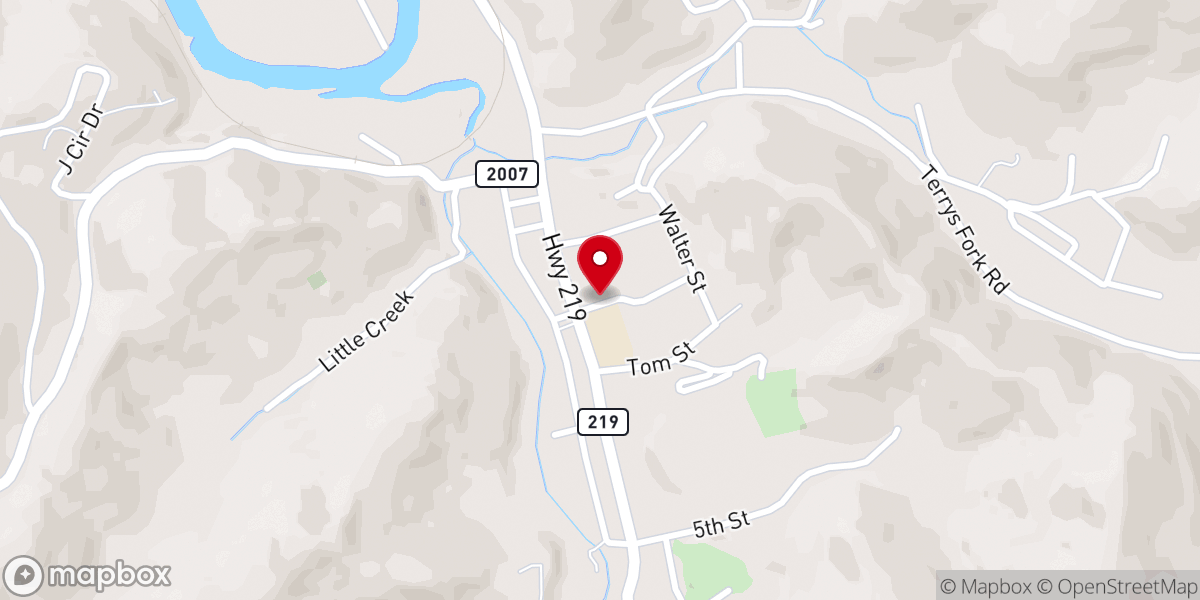 Map showing location of Wallins Creek First Pentacostal Church