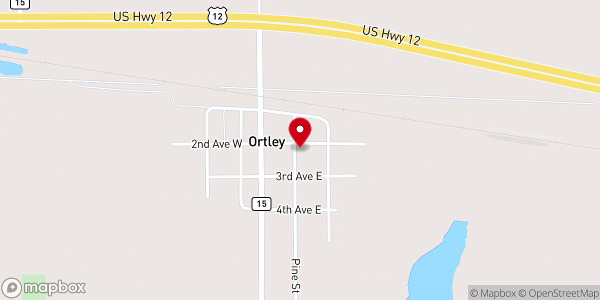 Map showing location of Ortley Free Lutheran Church