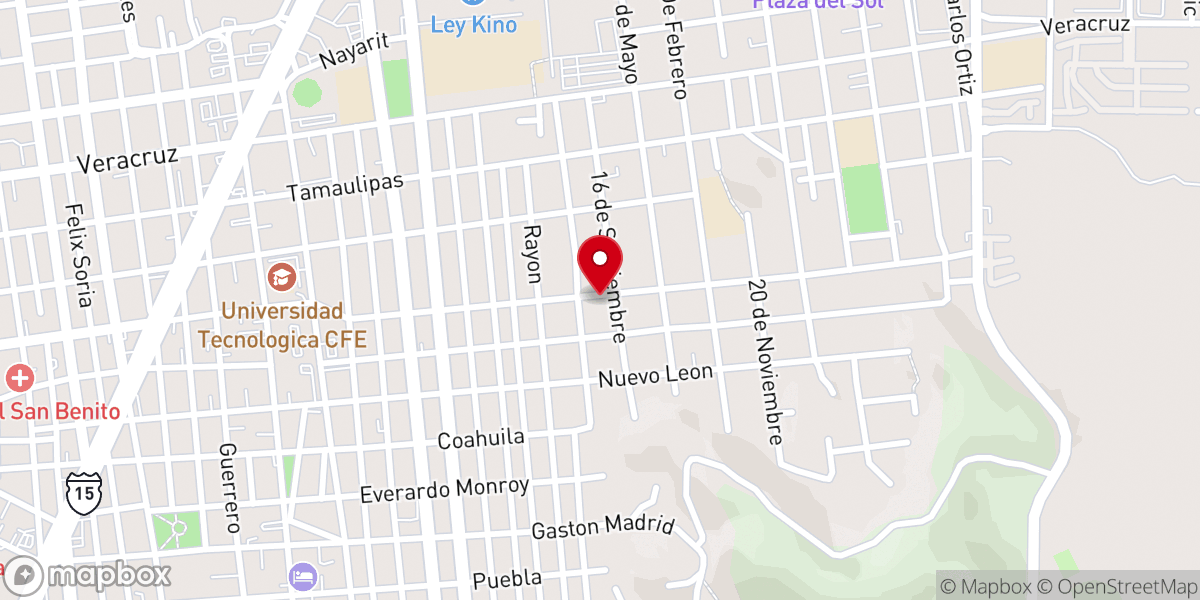 Map showing location of Iglesia Bautista de Hermosillo
