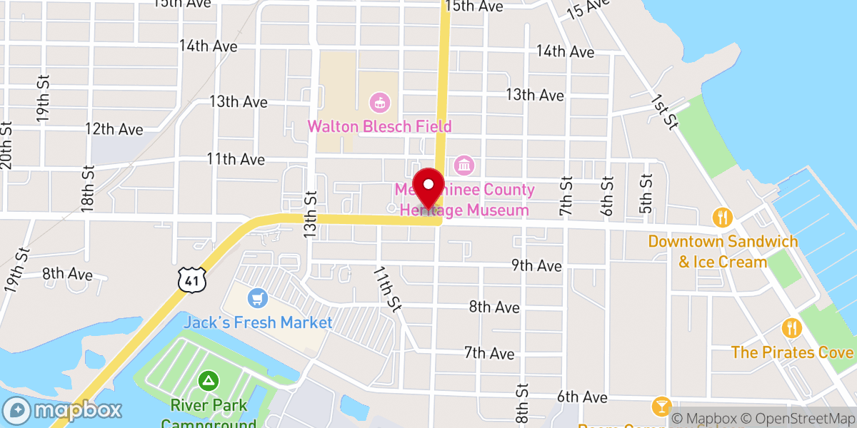 Map showing location of Holy Spirit Catholic Church, Menominee
