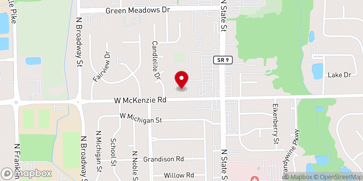 Map showing location of Faith Lutheran Church, Greenfield
