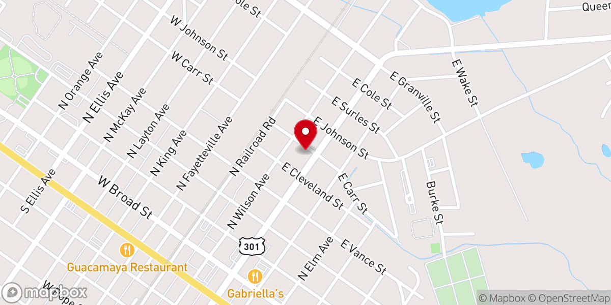Map showing location of North Clinton Ave Baptist Church
