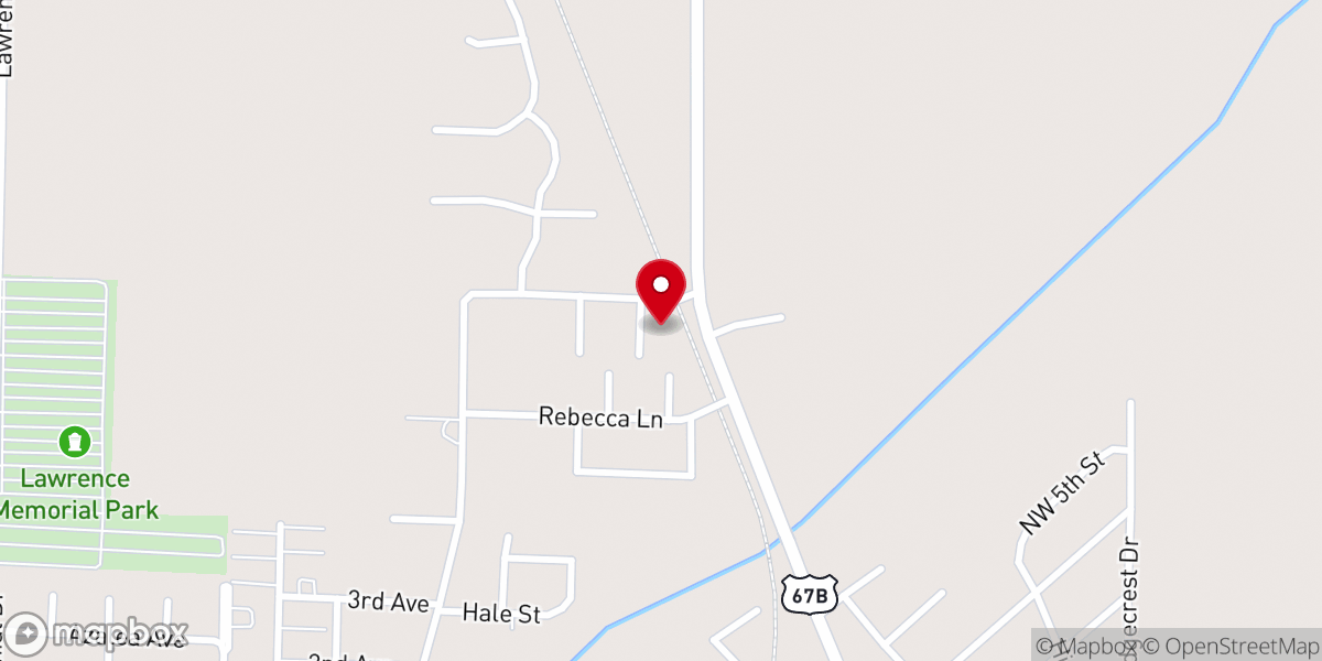 Map showing location of United Free Will Baptist Church