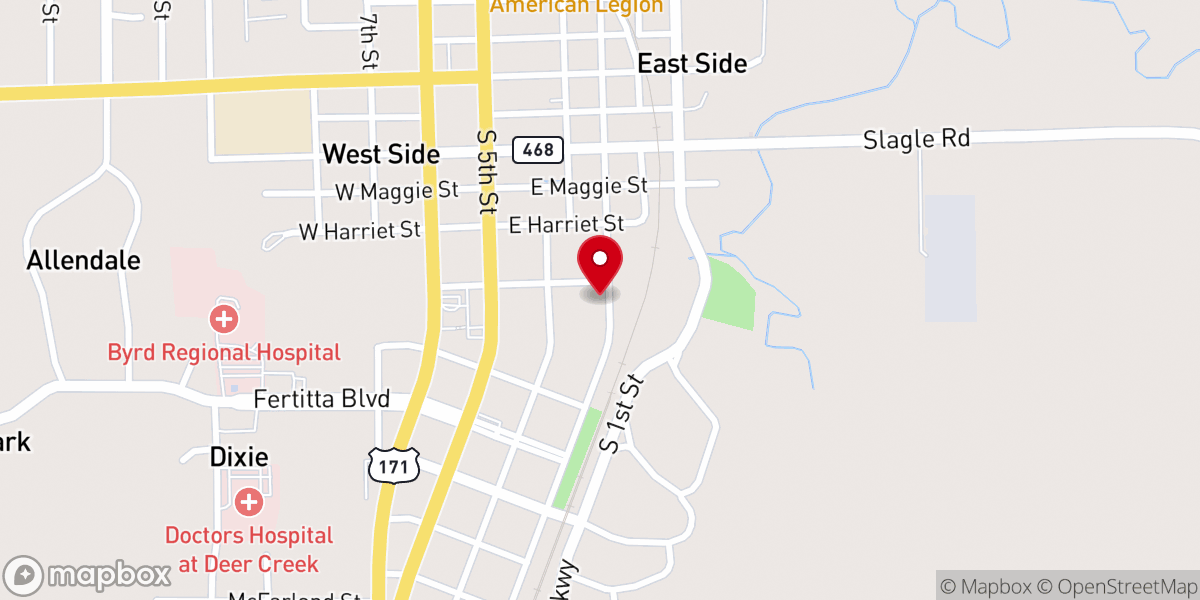 Map showing location of Vernon Baptist Association