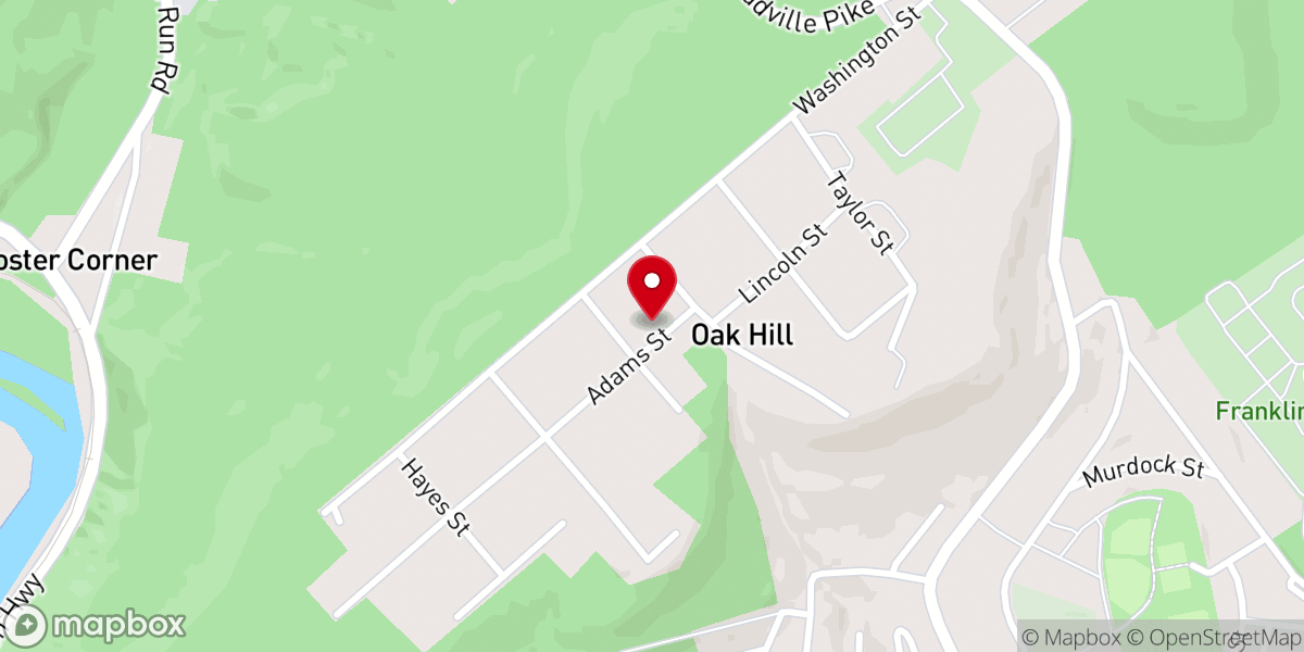 Map showing location of Oak Hill Church