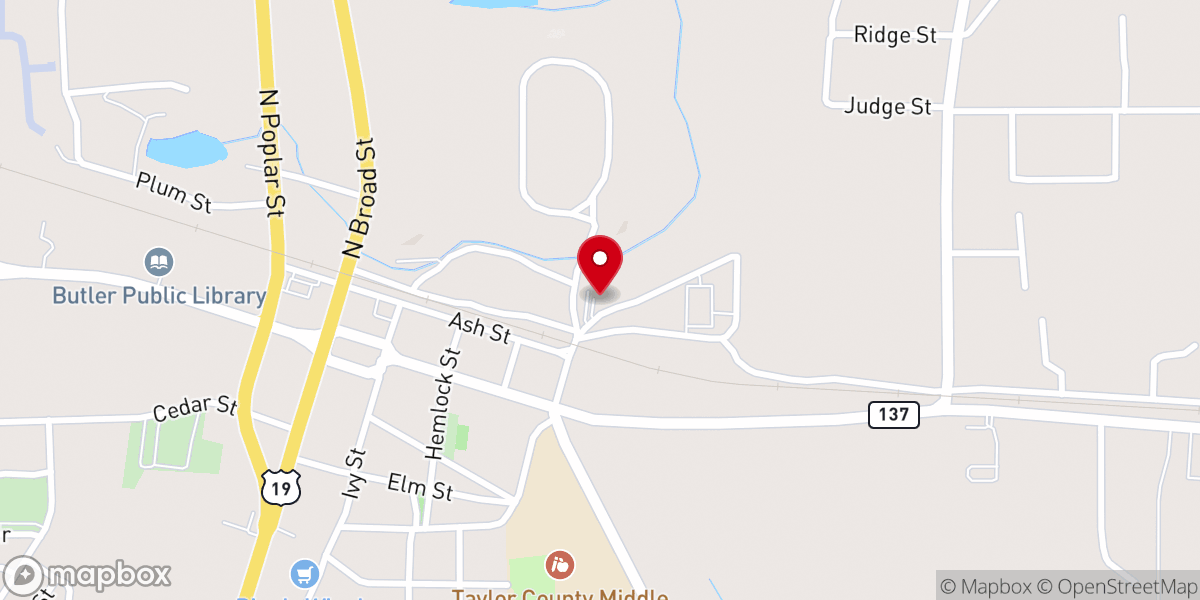 Map showing location of Hopewell Baptist Church