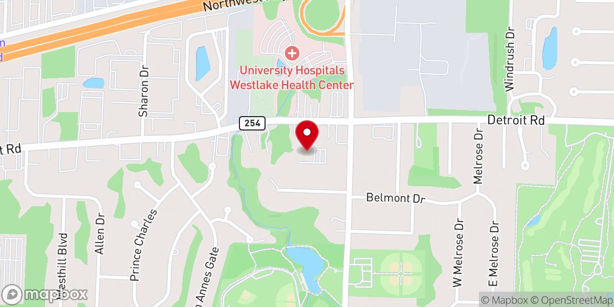 Map showing location of Unity Spiritual Center Westlake