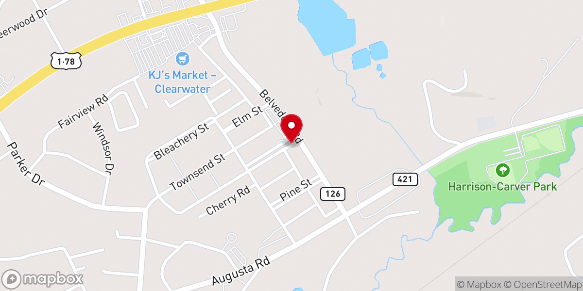 Map showing location of Clearwater First Baptist Church