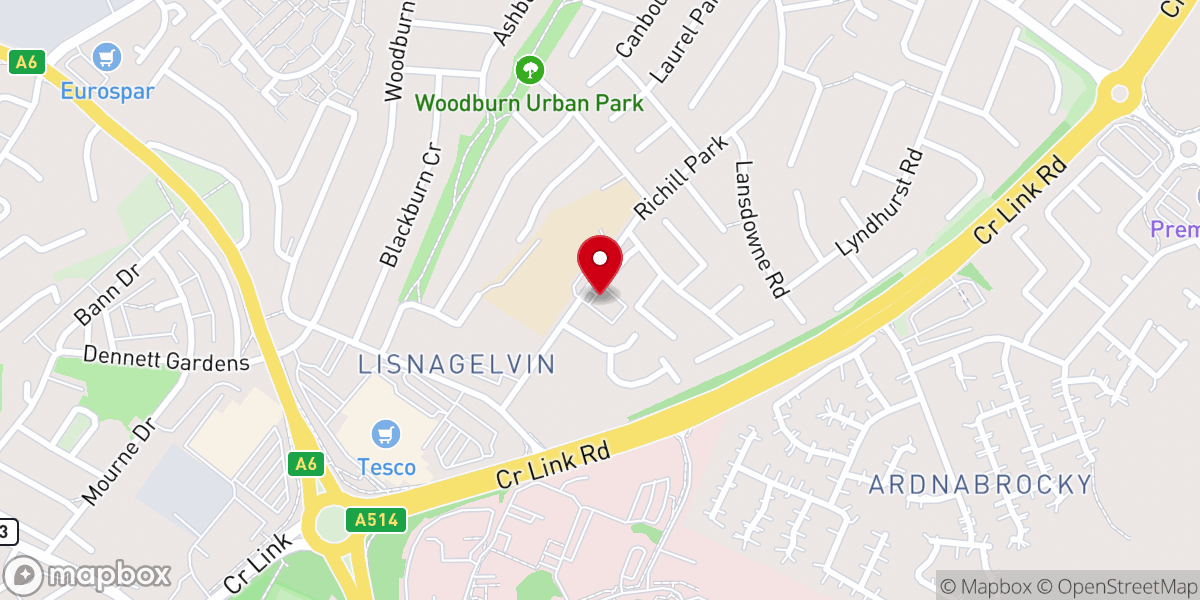Map showing location of Richill Park Baptist Church