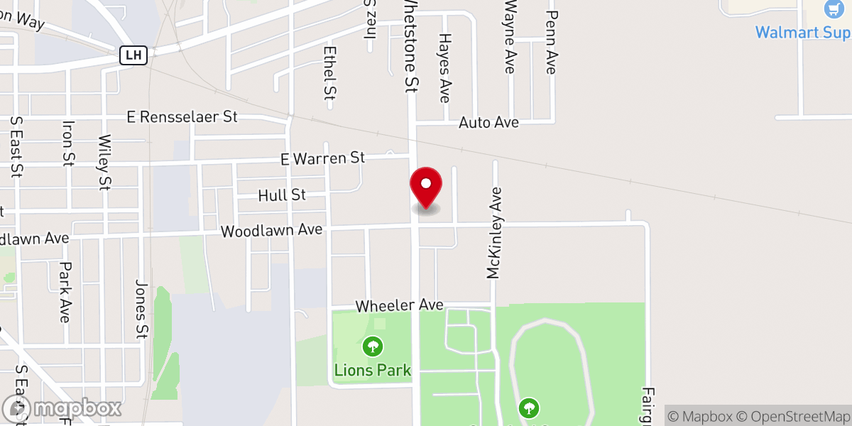 Map showing location of Bucyrus Church of God