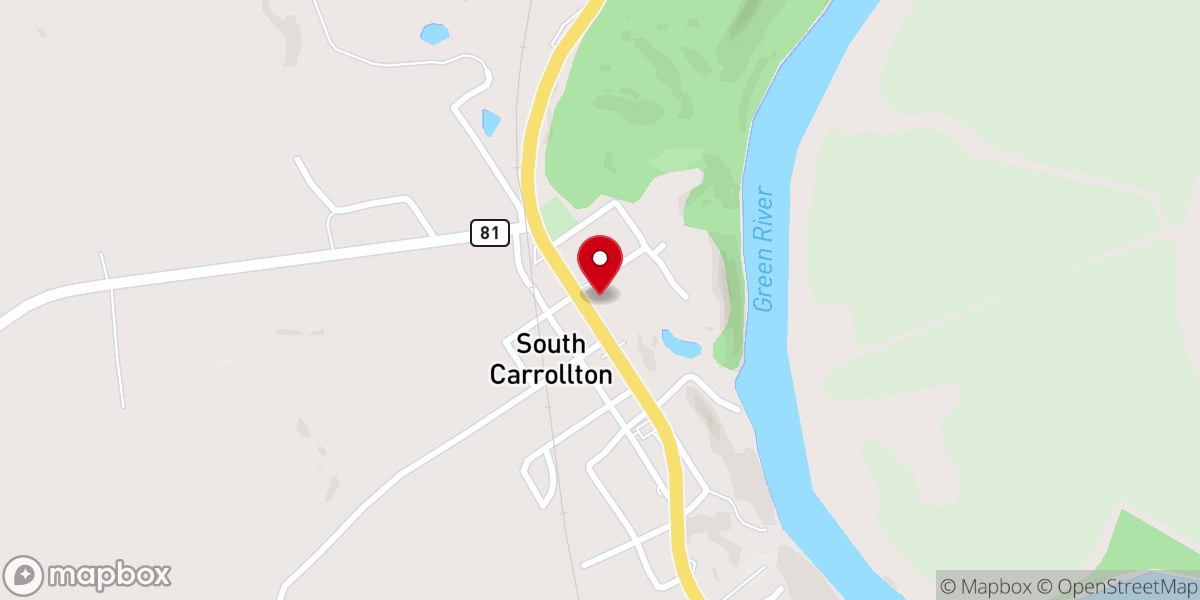 Map showing location of South Carrollton United Methodist Church