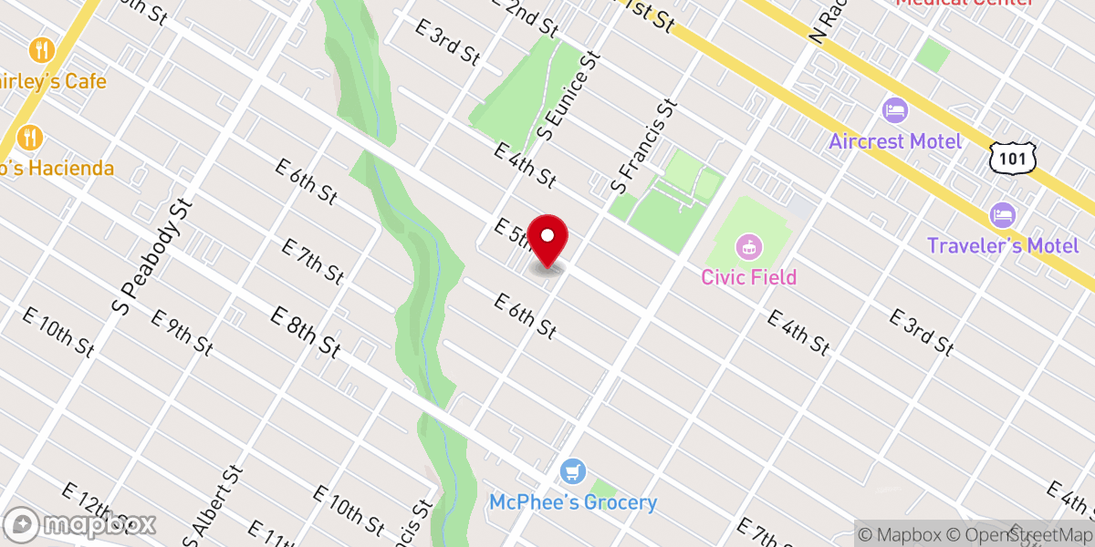 Map showing location of Bethany Pentecostal Church