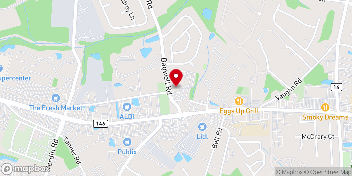 Map showing location of Rocky Creek Baptist Church