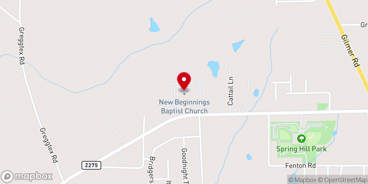 Map showing location of New Beginnings Baptist Church - Longview