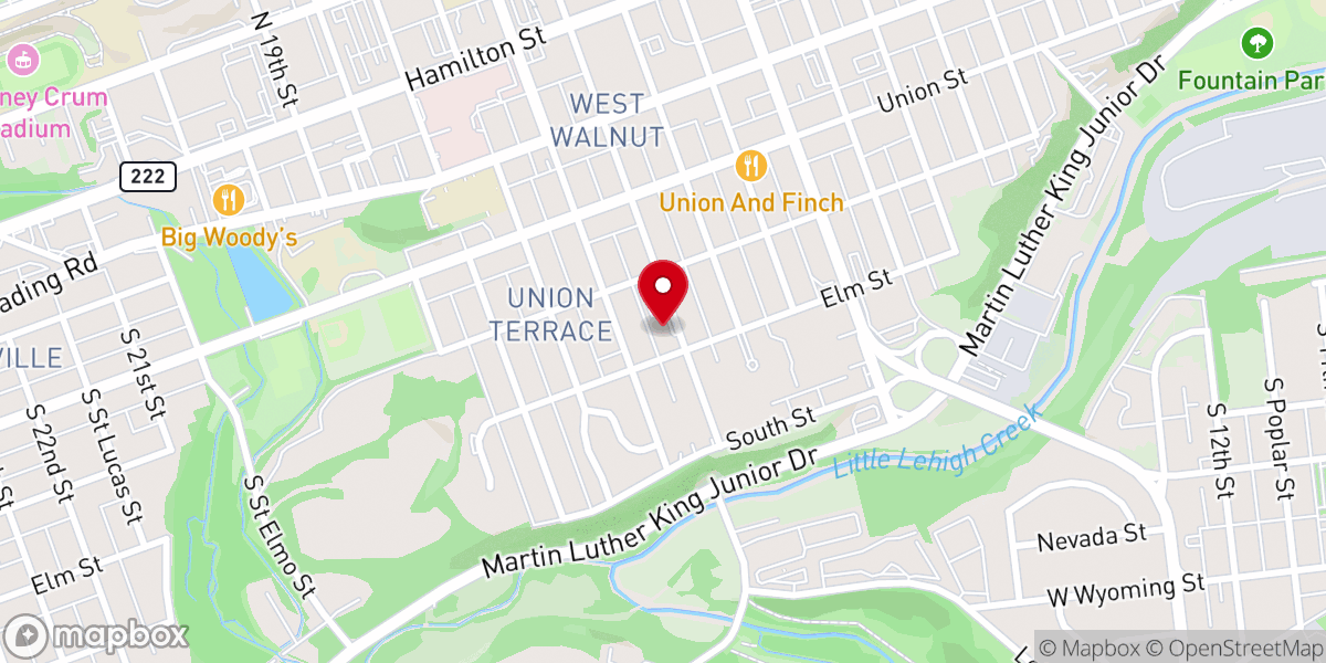 Map showing location of Unitarian Universalist Church of the Lehigh Valley