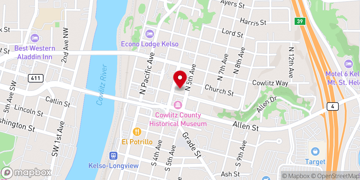Map showing location of Kelso Christian Assembly