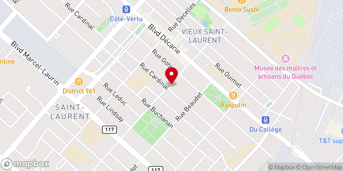 Map showing location of Montreal City West Baptist Church