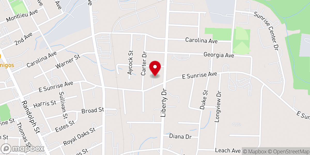 Map showing location of Carolina Memorial Baptist Church