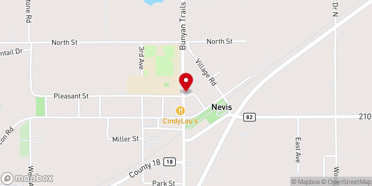 Map showing location of Northern Lakes Church