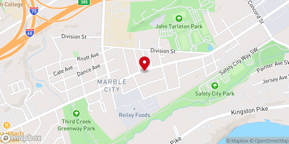 Map showing location of Marble City Baptist Church