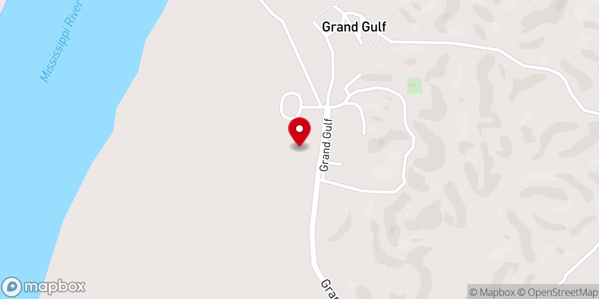 Map showing location of Grand Gulf Military State Park