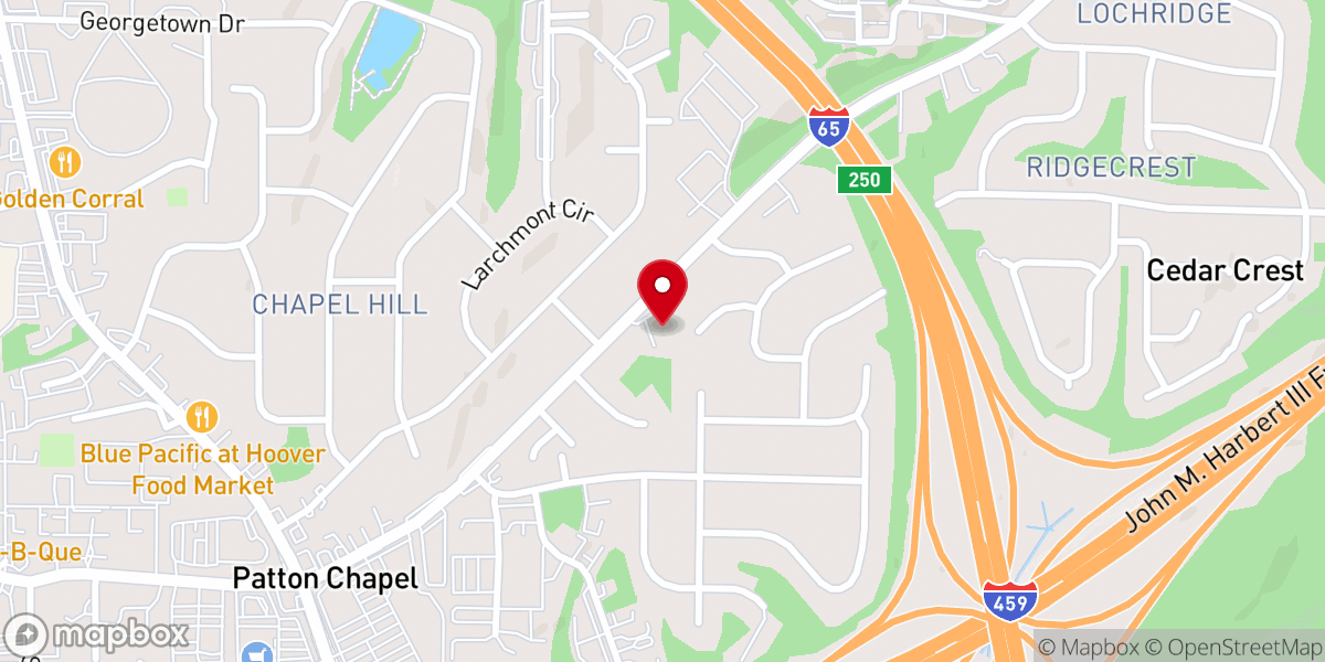 Map showing location of Rocky Ridge First Baptist Church