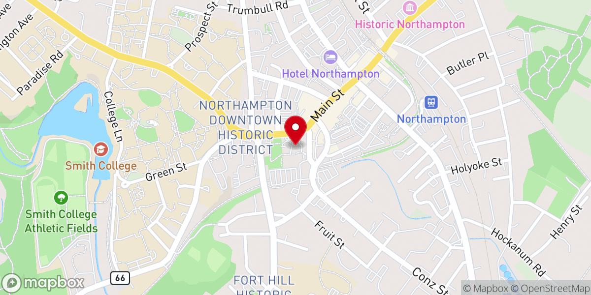 Map showing location of Unitarian Society of Northampton and Florence