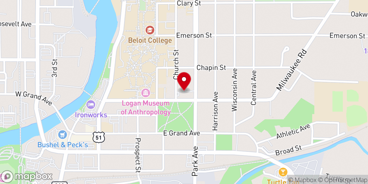 Map showing location of First Congressional Church