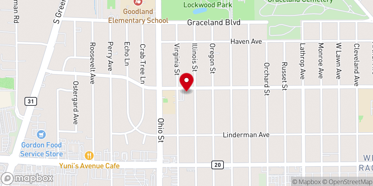 Map showing location of Racine Christian Reformed Church