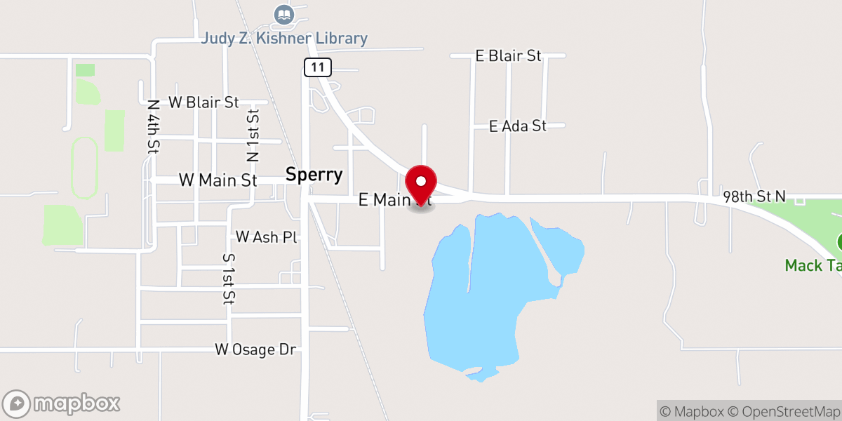 Map showing location of Sperry Christian Church