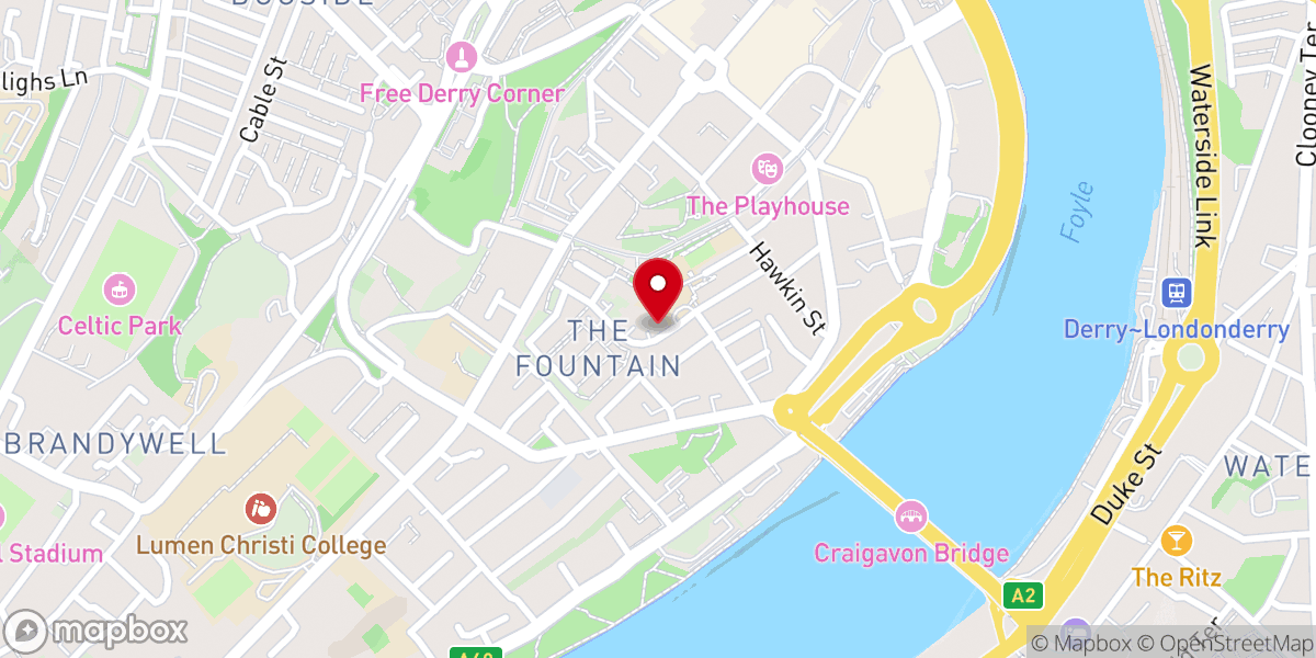 Map showing location of Cathedral Youth Club Derry