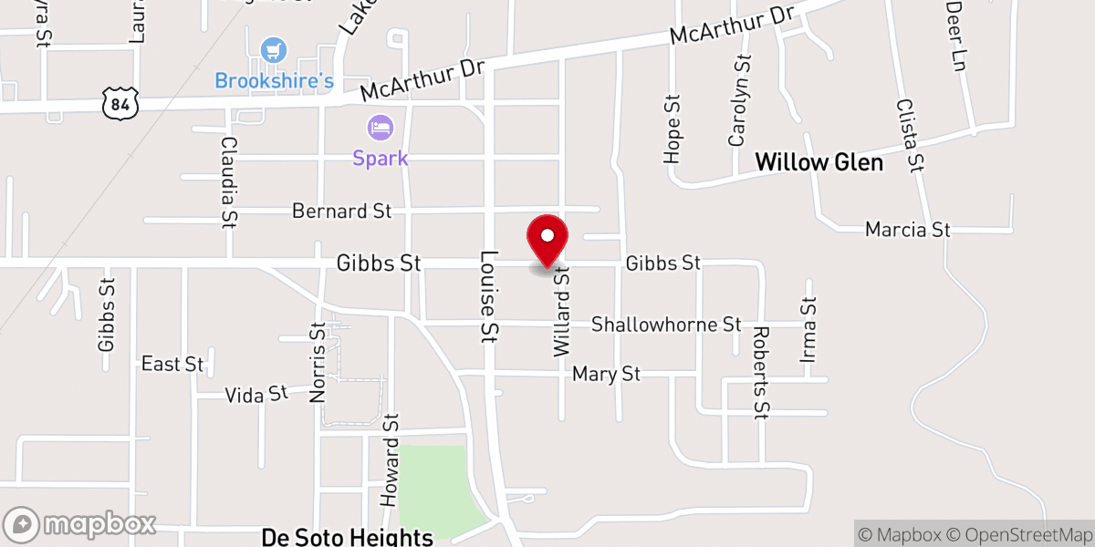Map showing location of New East Baptist Church