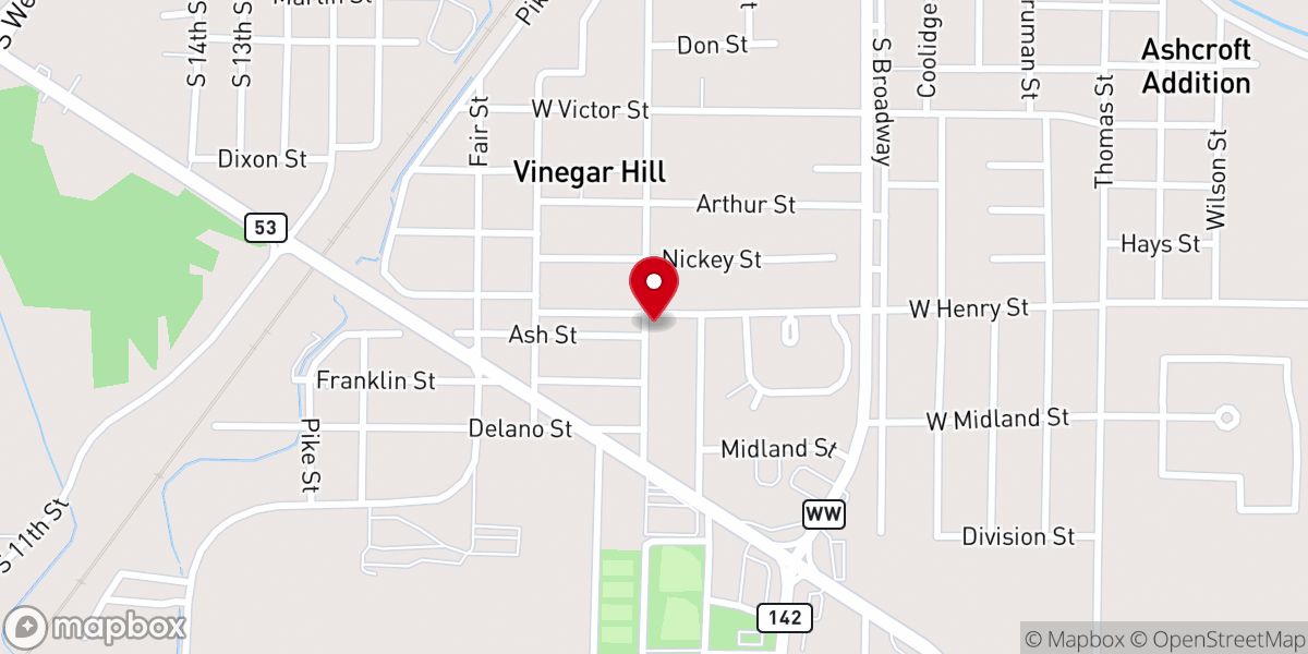 Map showing location of Pentecostal Holiness Church