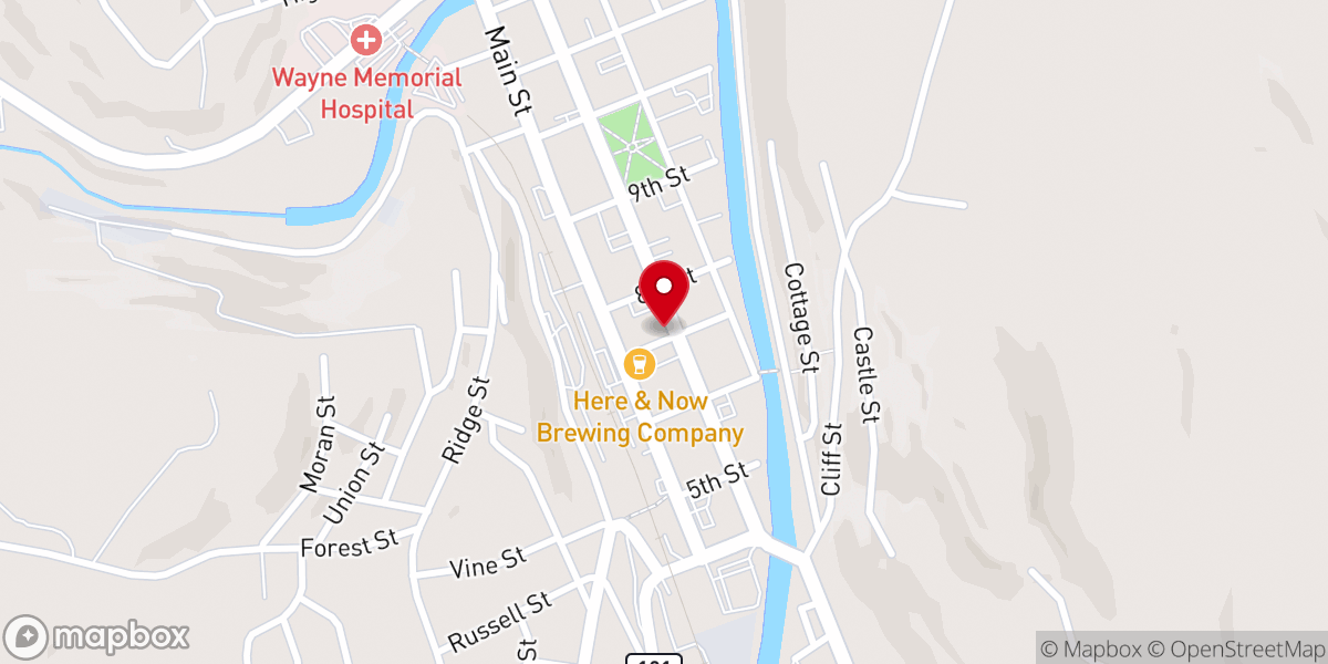 Map showing location of St John's Evangelical Lutheran Church