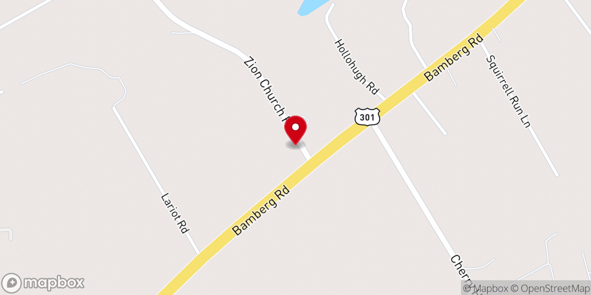 Map showing location of Zion Church