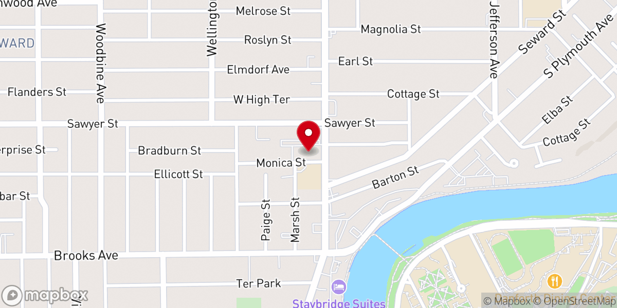 Map showing location of St. Monica Church
