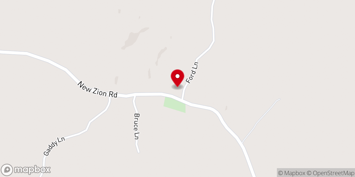 Map showing location of New Zion Baptist Church