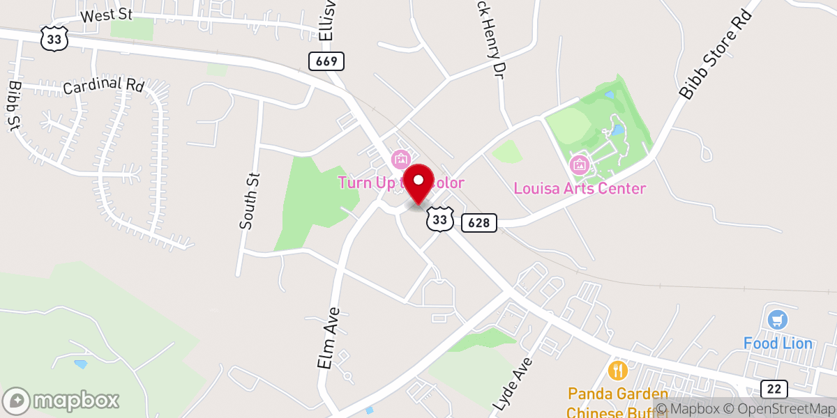 Map showing location of Louisa United Methodist Church
