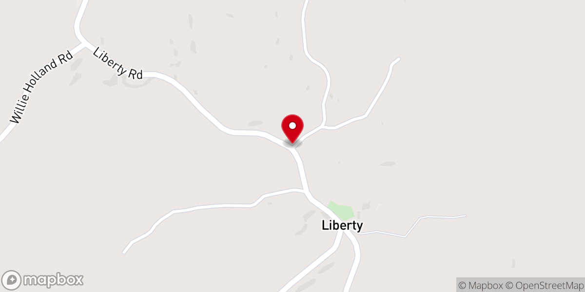 Map showing location of Liberty Methodist Church