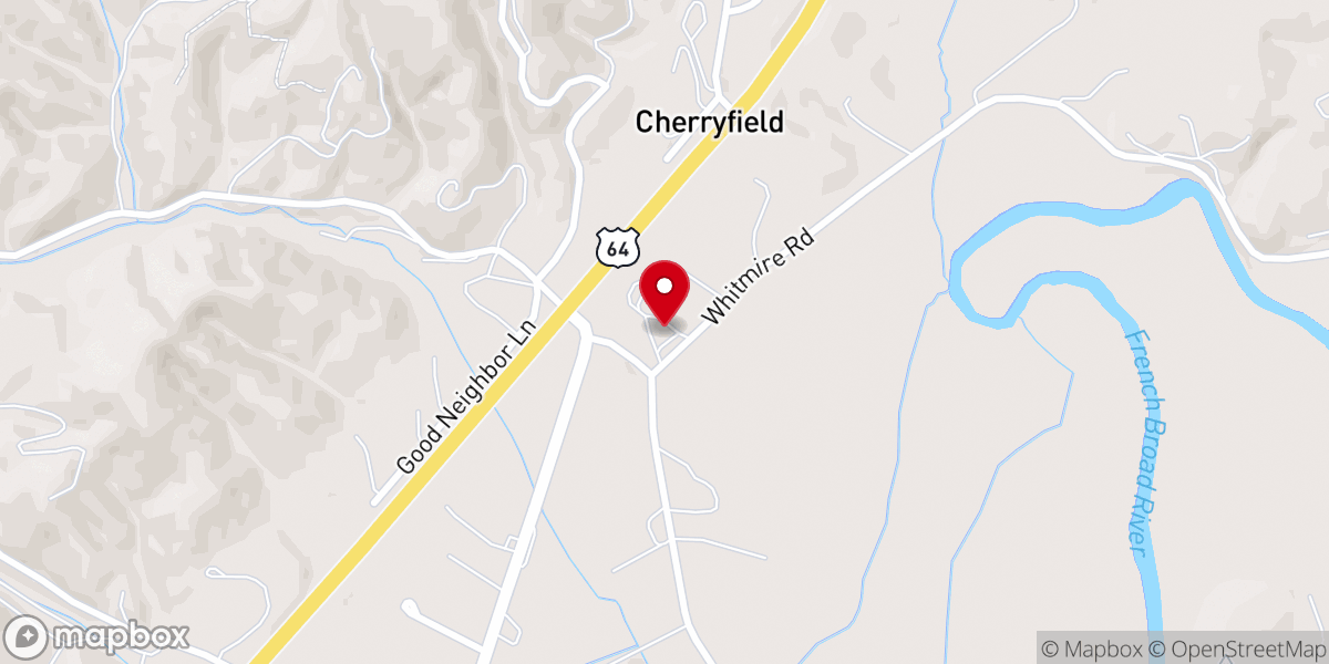 Map showing location of Cherryfield Baptist Church