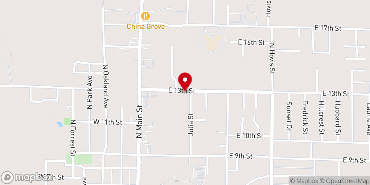 Map showing location of Emmanuel Baptist Church