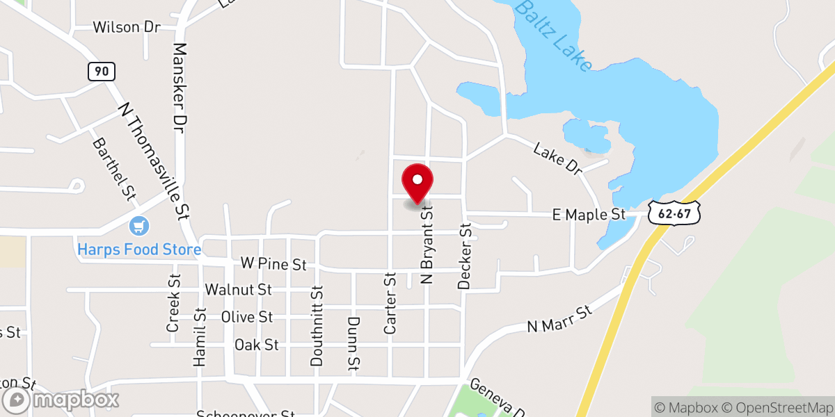 Map showing location of Northside Free Will Baptist Church